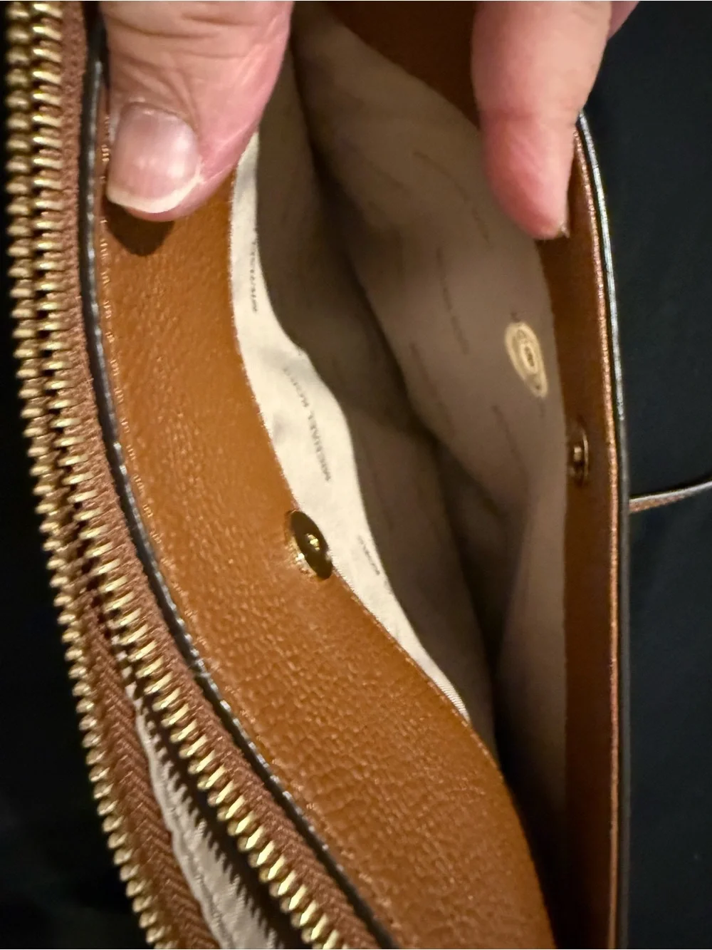 Michael Kors Pebbled Leather Crossbody Bag in Cognac Brown with Gold Hardware